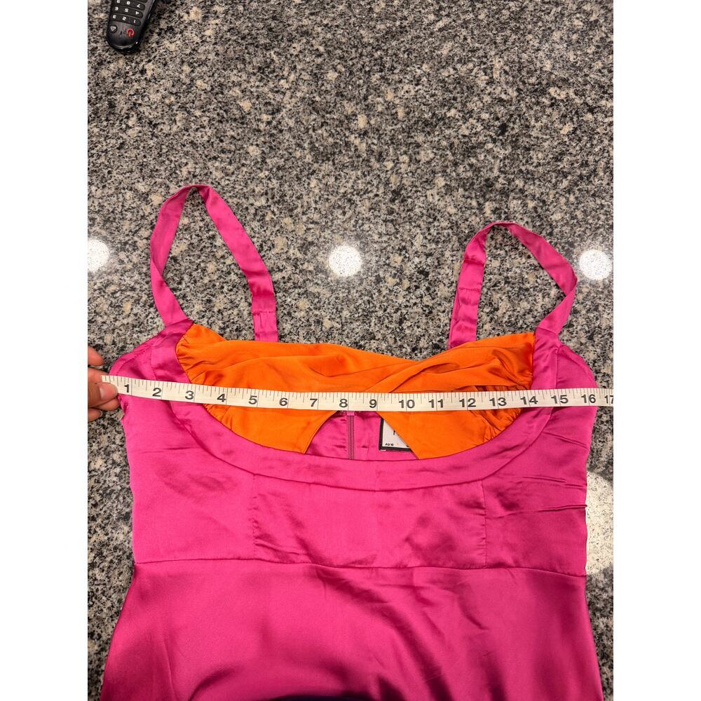 RUNAWAY The Label Pink and Orange Colorblock Twist Front Midi Dress - Size M - Picture 7 of 13
